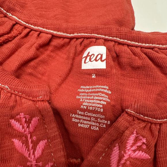 Tea Collection Orange Embroidered Pink Floral Dress - Picture 8 of 9